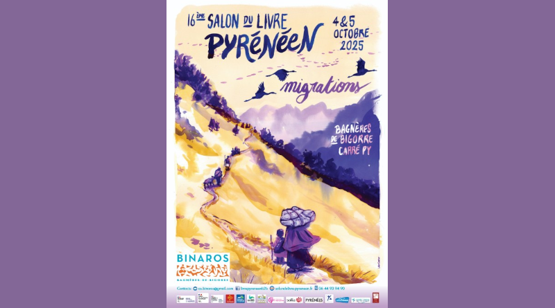 affiche du prochain Festival du Livre Pyrénéen (édition 2025), organisé par l'association Binaros